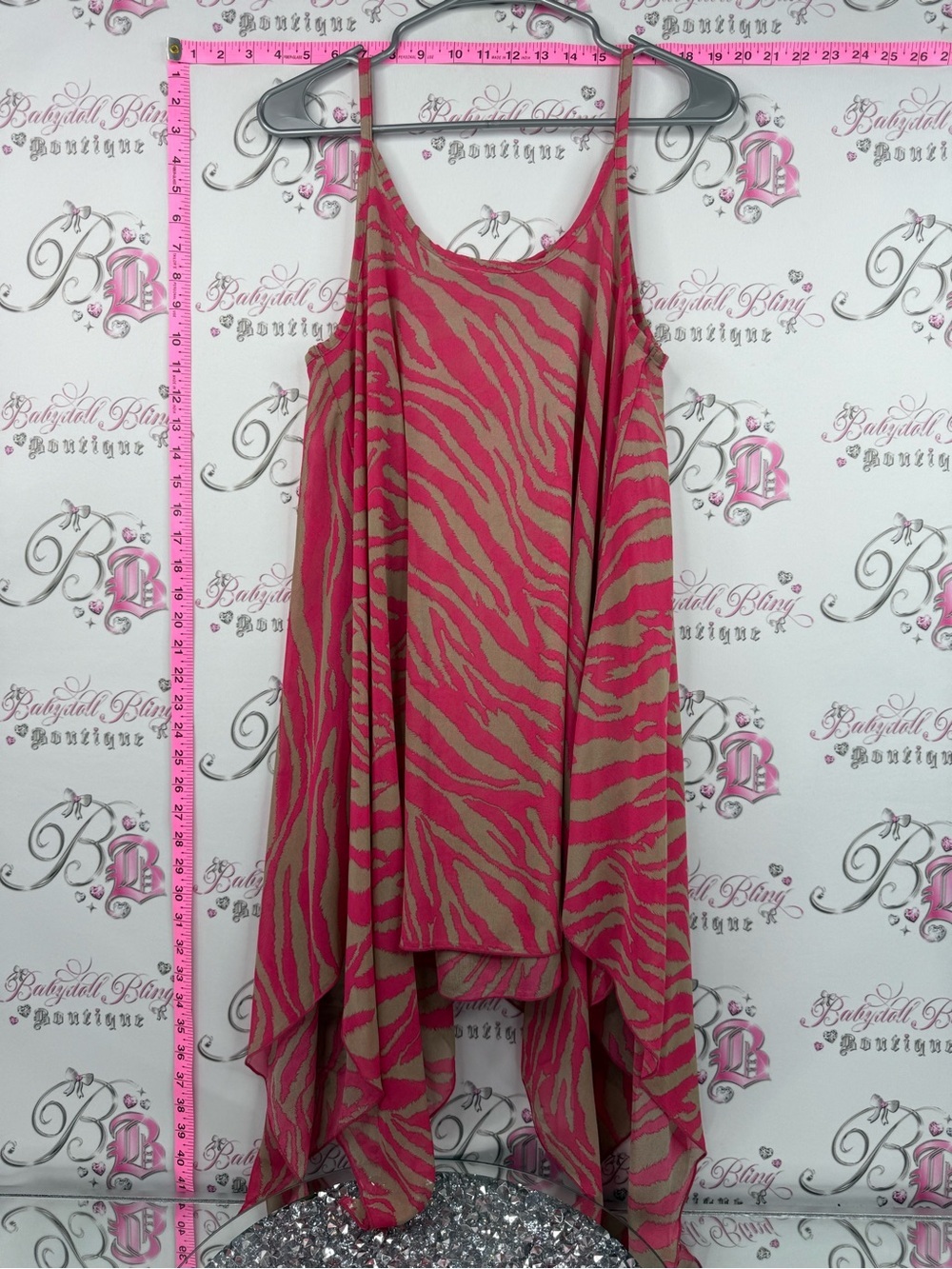 Dress coverup Pink and Tan Zebra Print Flowy Tank Dress